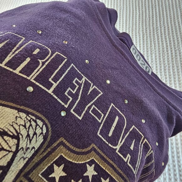 Harley Davidson Womens Bling Purple Long Sleeve Tee Shirt Size 2X tshirt - Picture 6 of 16